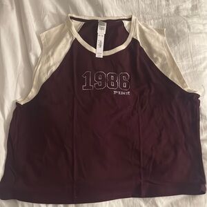 PINK Victoria's Secret Maroon and White Tank
